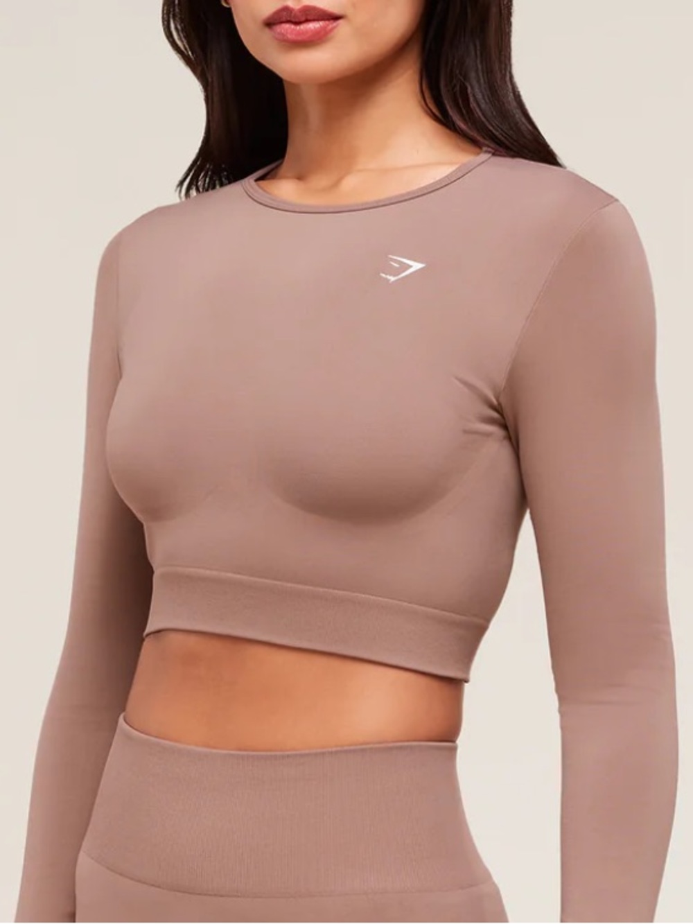 Gymshark Everyday Seamless Long Sleeve Crop Top - Chestnut Pink